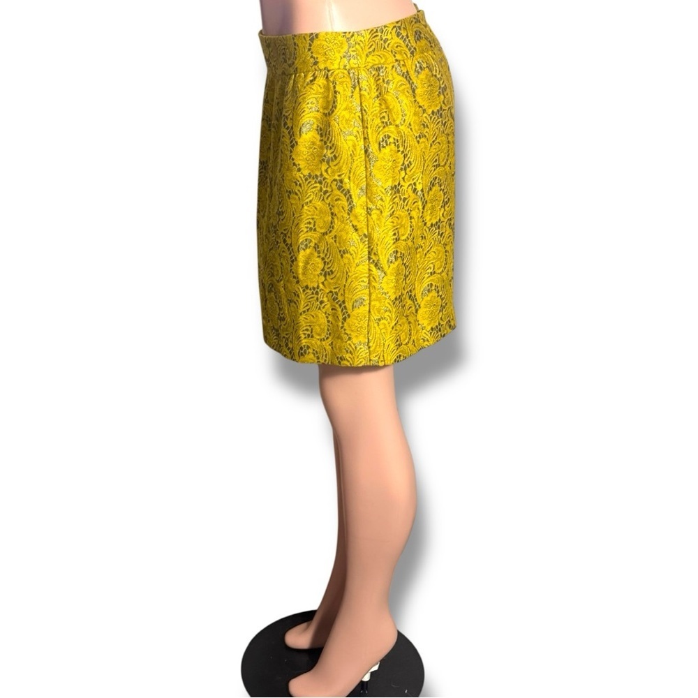 Banana Republic Yellow/Gold Brocade Patterned High Waist Bubble Mini Skirt - Picture 5 of 14